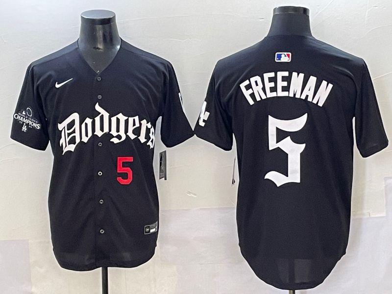 Men 2025 Los Angeles Dodgers #5 Freeman Black Seventh generation Joint Name Nike MLB Jersey style 3->new york yankees->MLB Jersey